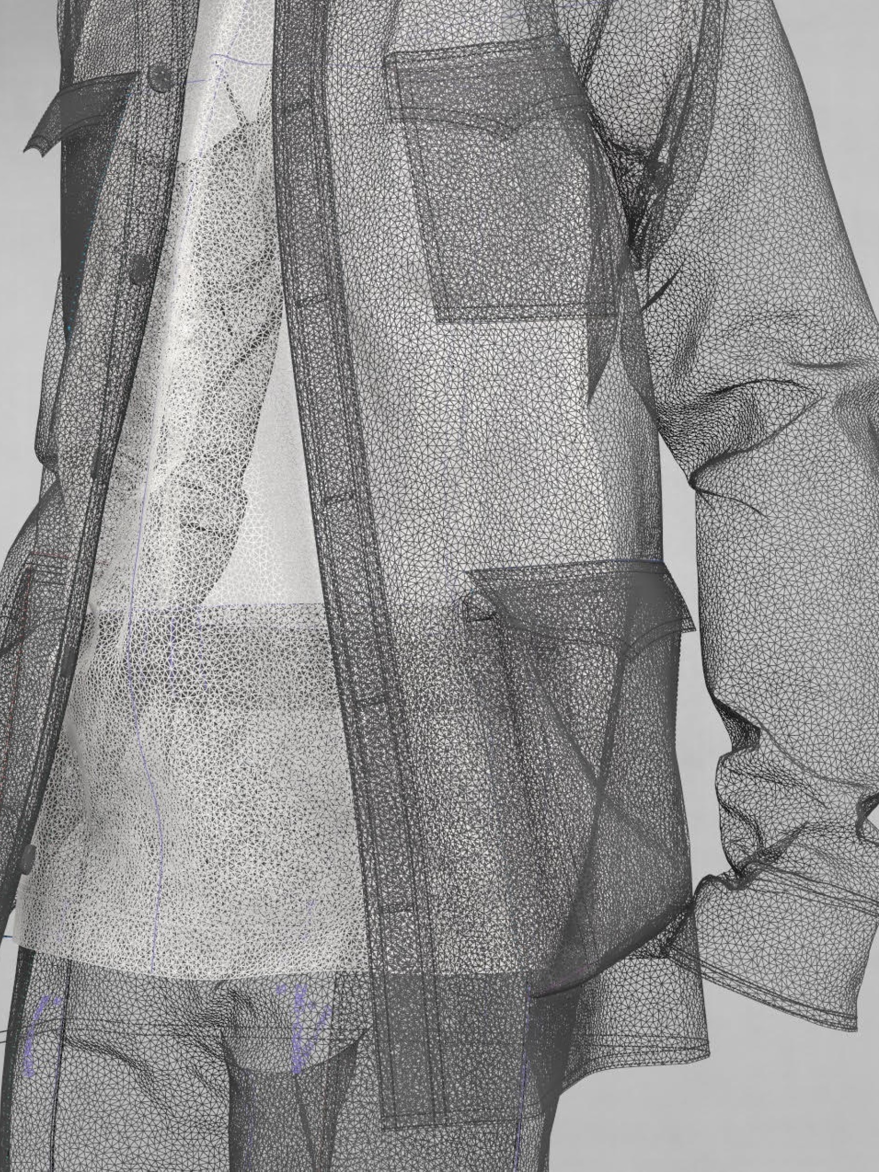 Clo 3D jacket wireframe