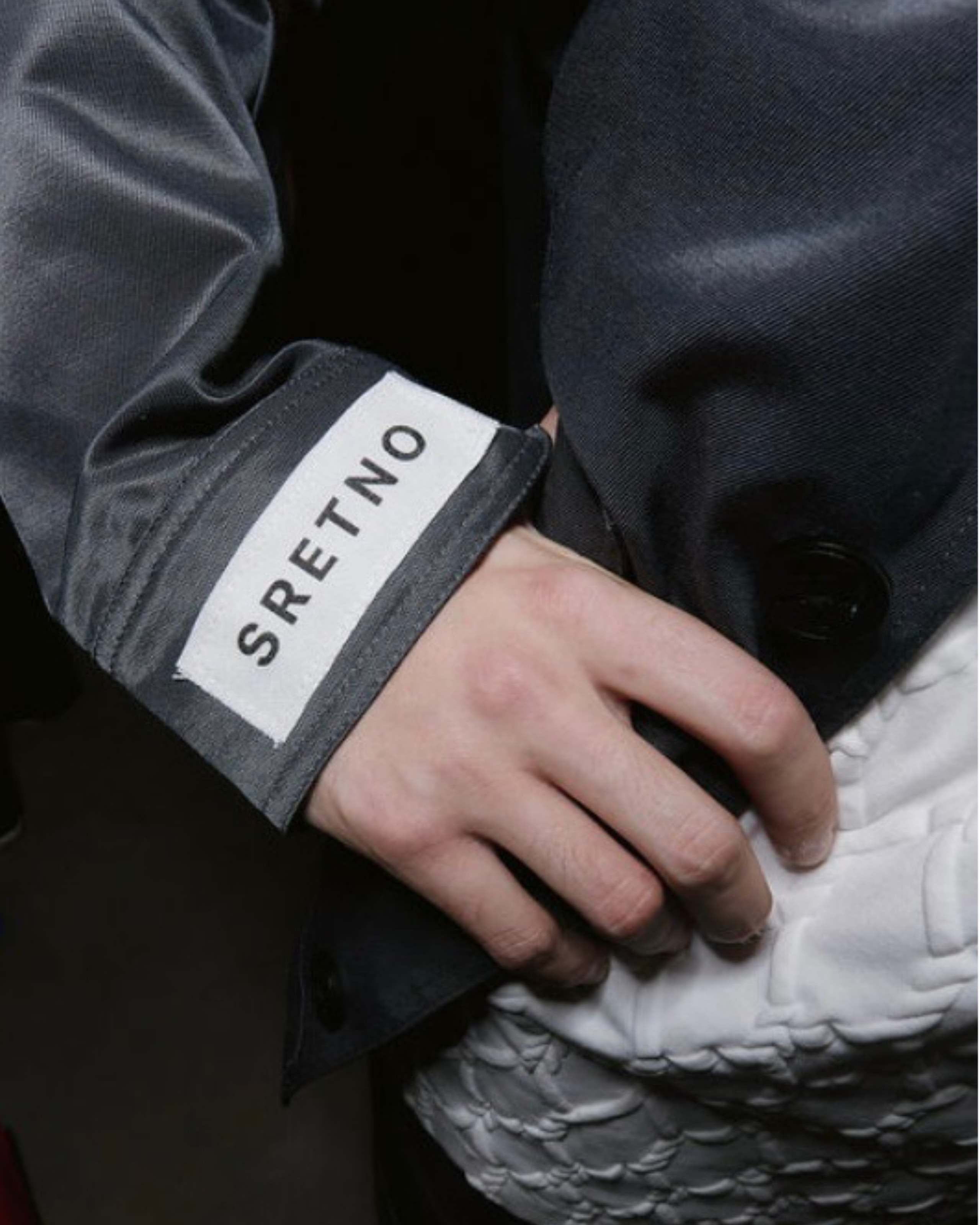 Jacket label details from KOVARI collection.