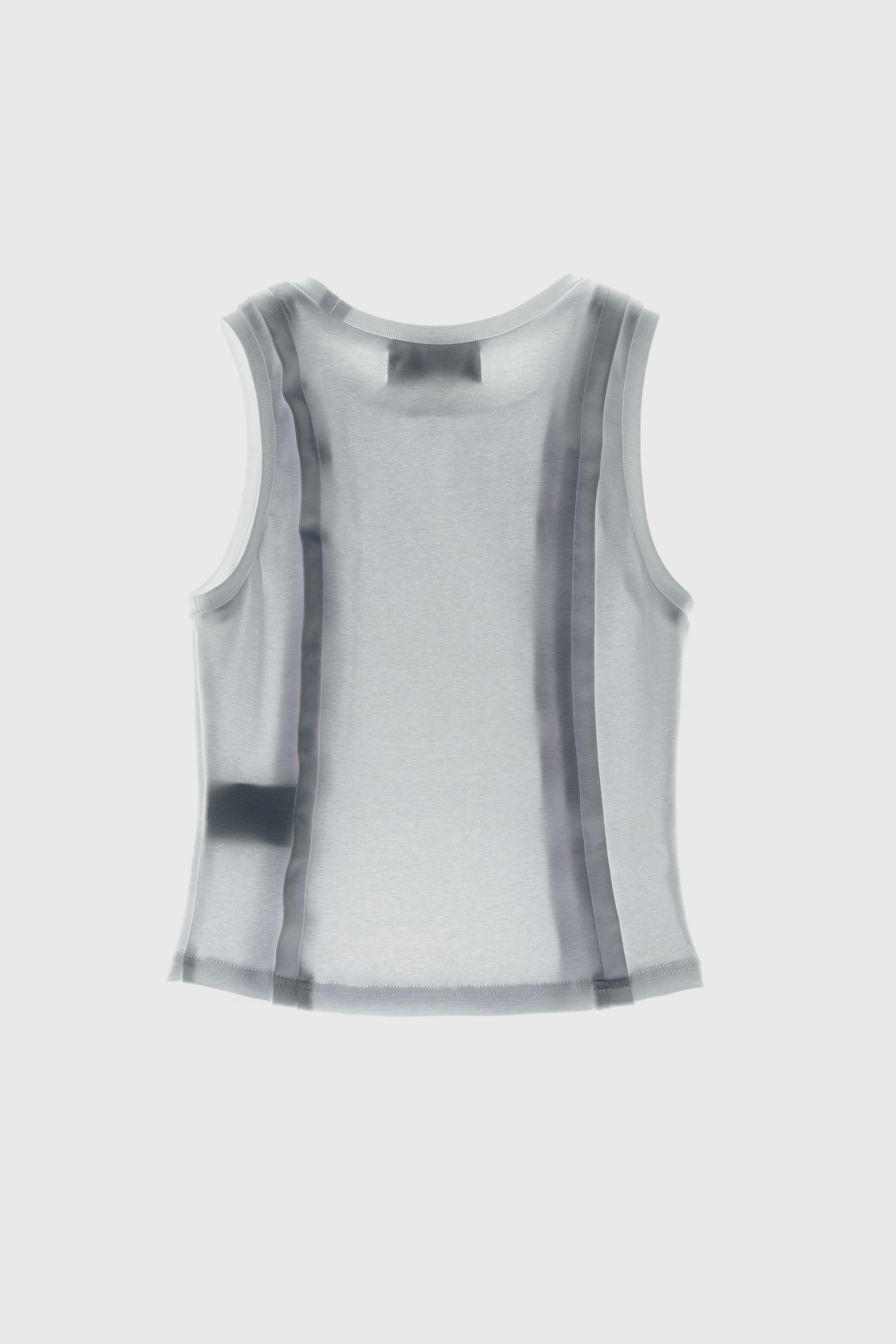 White knitted tank top with tape details back side. 